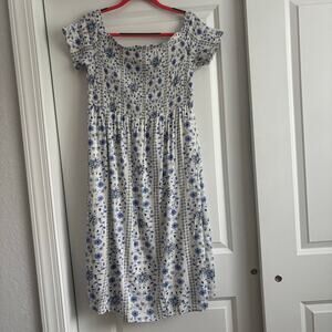 Old Navy Women’s Off the Shoulder Smocked Ditsy Floral Print Midi Dress Sz L